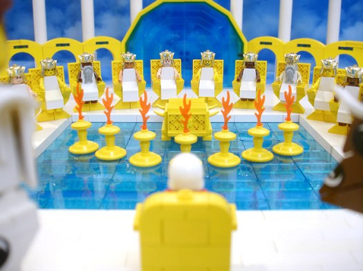 Revelation 4:4 from the Brick Testament. Click for original.